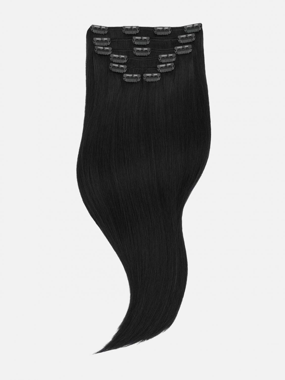 Clip-In Extensions Set VOLUME Original Seidenglatt - 7-teilig (125g), #1 (Jet Black) | 50cm