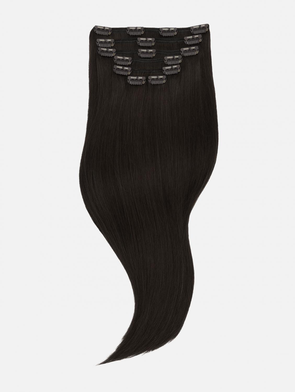 Clip-In Extensions Set VOLUME Original Seidenglatt - 7-teilig (125g), #1B (Dark Brown) | 50cm