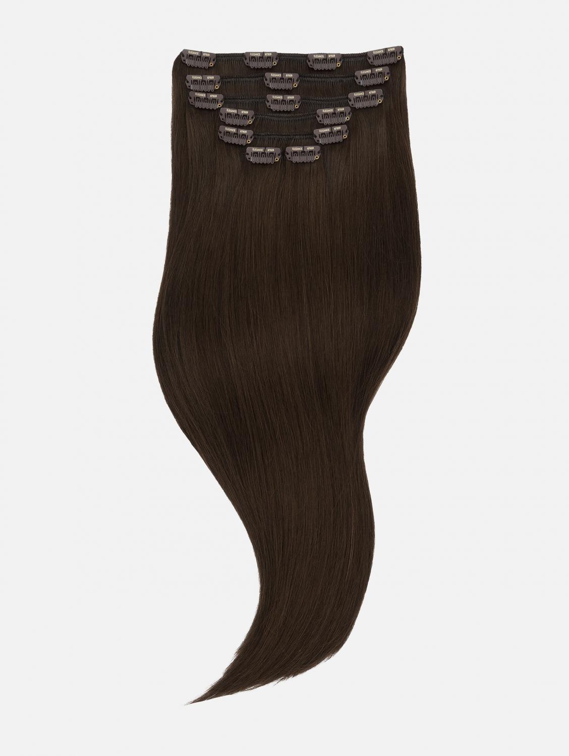 Clip-In Extensions Set VOLUME Original Seidenglatt - 7-teilig (125g), #2 (Chocolate Brown) | 40cm