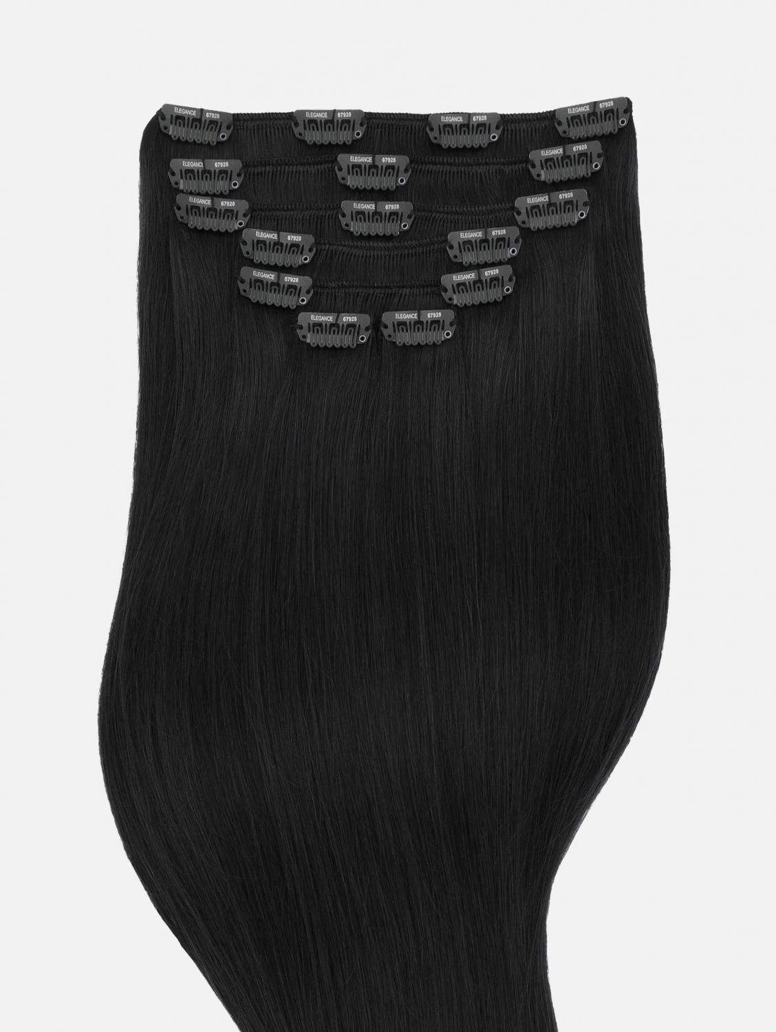 Clip-In Extensions Set VOLUME Original Seidenglatt - 7-teilig (125g), #1 (Jet Black) | 50cm