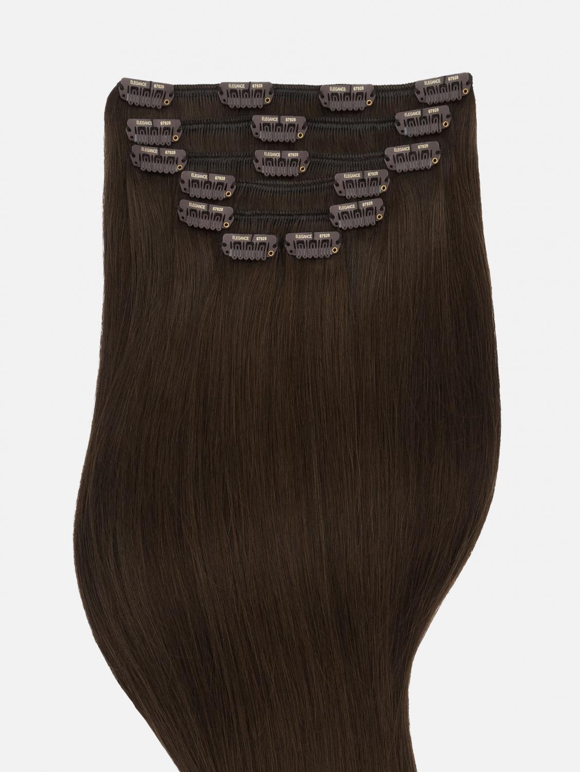 Clip-In Extensions Set VOLUME Original Seidenglatt - 7-teilig (125g), #2 (Chocolate Brown) | 40cm