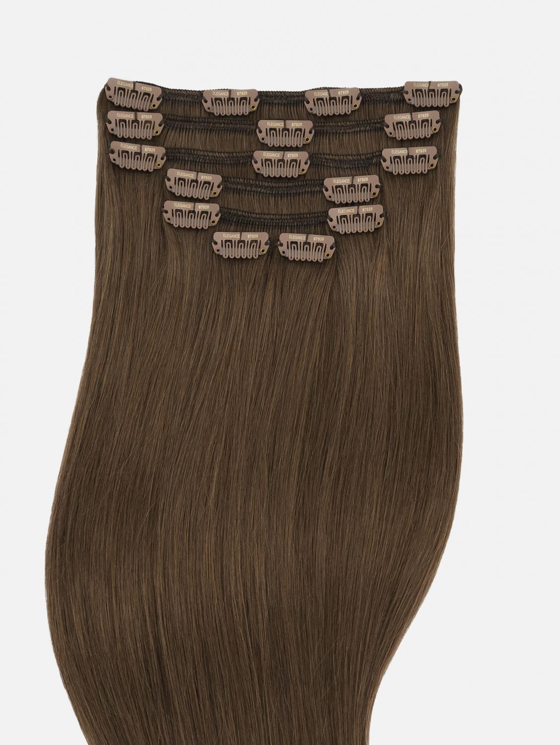 Clip-In Extensions Set VOLUME Original Seidenglatt - 7-teilig (125g), #4 (Mocha Brown) | 50cm