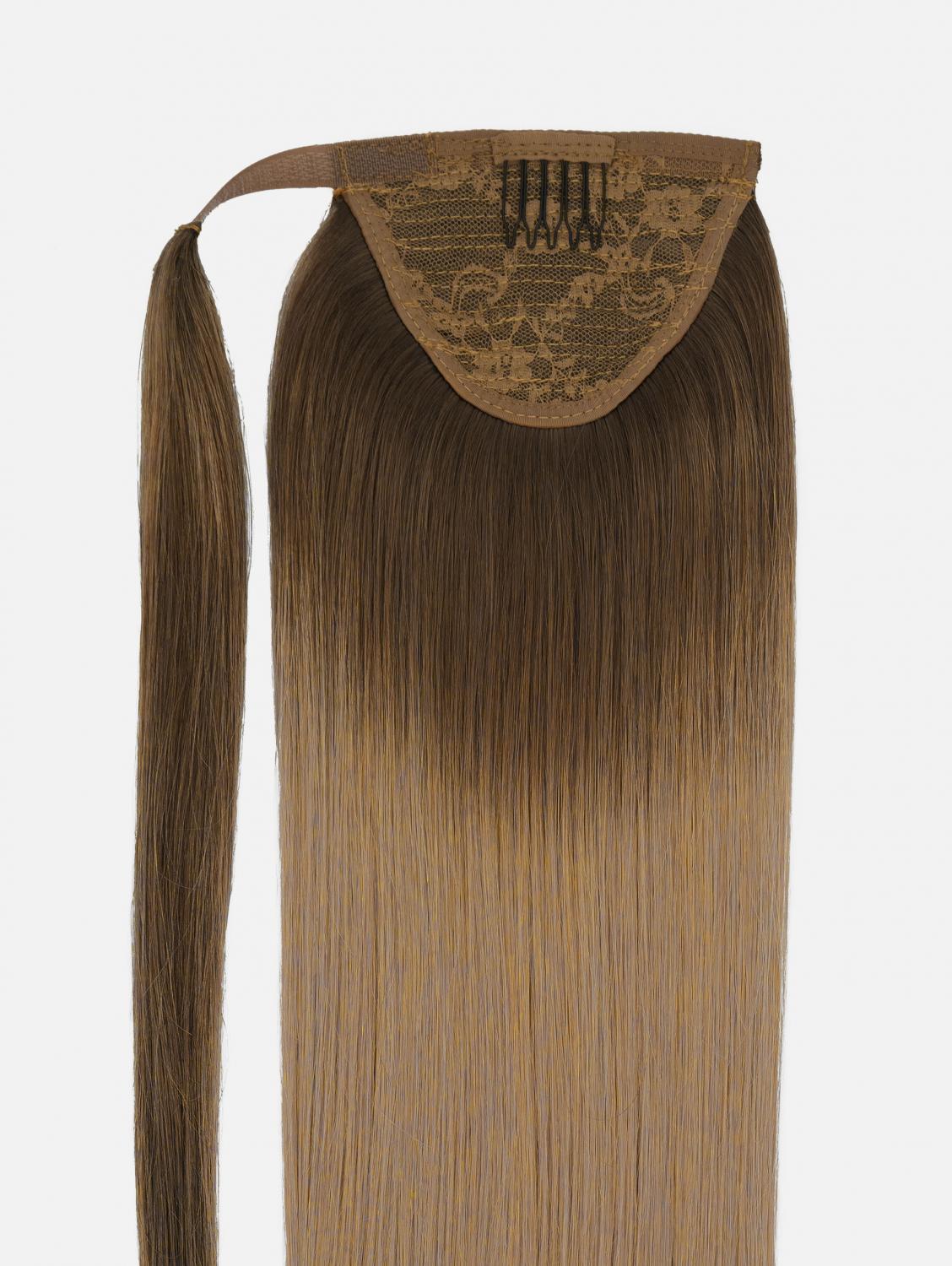 Ponytail Extensions Echthaar Original Clip-In - 90g, #T4/10 (Rooted Mocha Brown) | 55cm