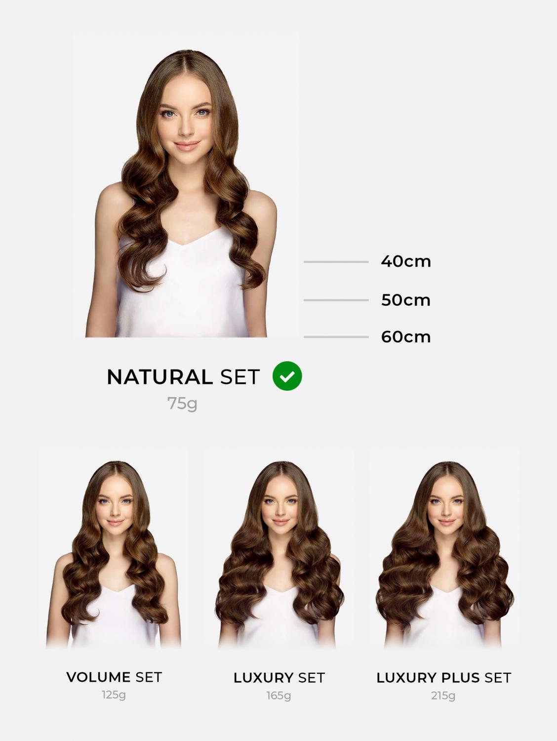 Clip-In Extensions Set NATURAL Original Seidenglatt